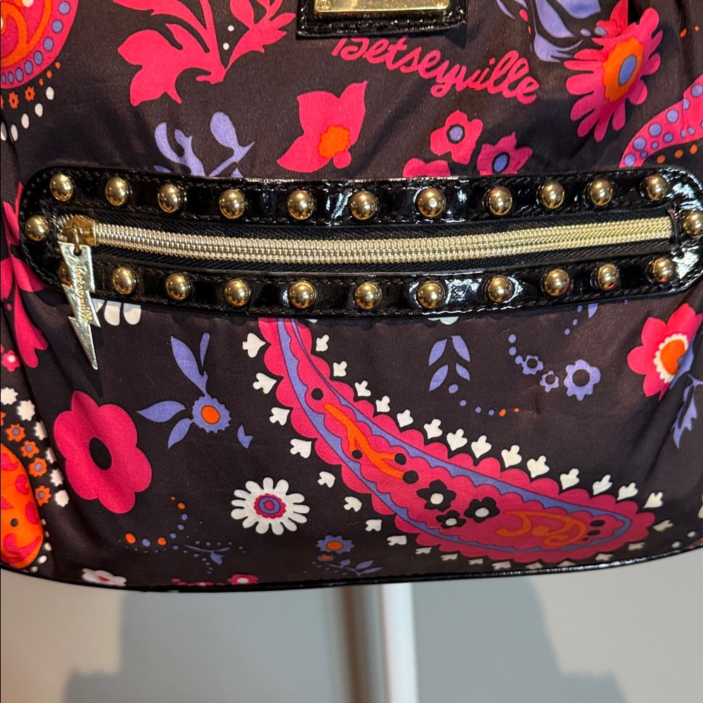 Betsyville Floral Paisley Shoulder Bag - Black and Pink - Picture 3 of 13